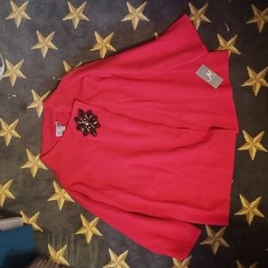 JM Collection Red Amore colored Shrug with single embellished collar snap, small